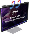 Magnetic Computer Privacy Screen Filter 27 Inch, Removable Hanging Aluminum Alloy Privacy Shield for 16:9 Widescreen Monitor, Anti Spy Anti Scratch Anti Glare Blue Light Screen Guard