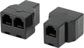 Uvital RJ12 6P6C 1 Female to 2 Female Telephone Line Splitters, Telephone Landline Cable Connector and Separator(Black,2 Pack)