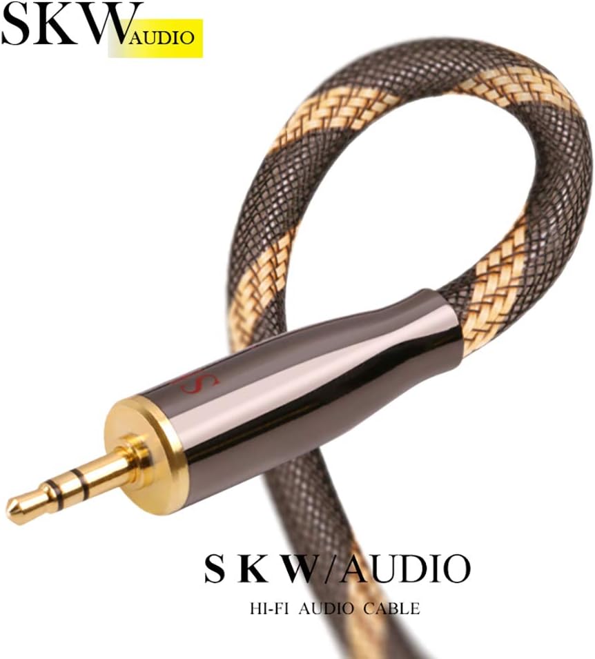 SKW Audiophiles High Gauge AUX Cable 3.5mm Male to Male Jack Cable with Diameter 6.8mm Stereo Audio Cable 4.9ft(1.5m)