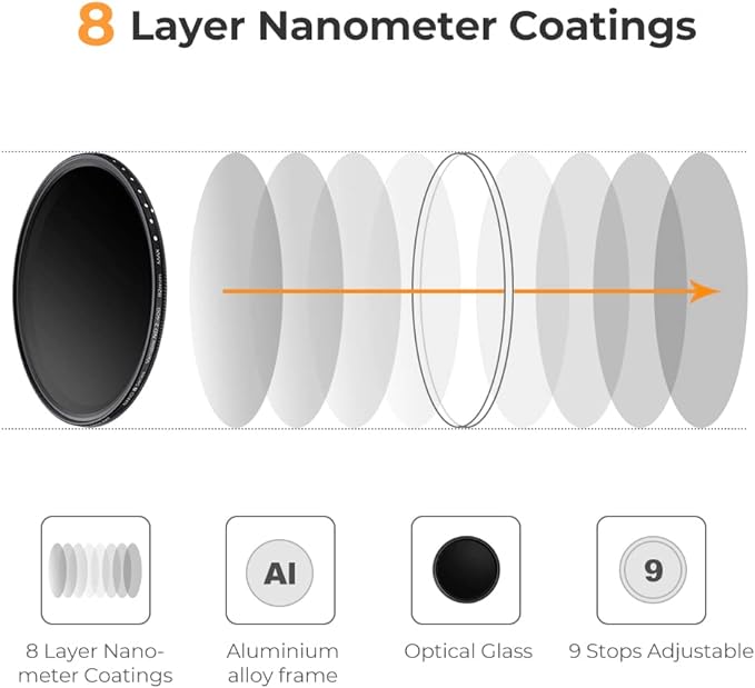 K&F Concept 58mm Variable ND2-ND400 ND Lens Filter - Image 3