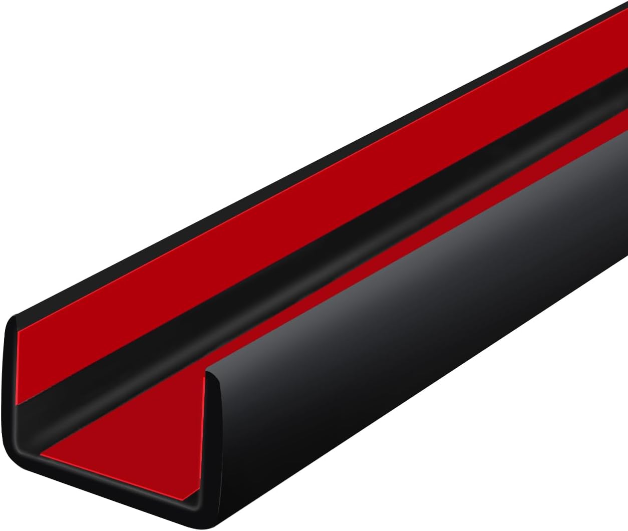 Rubber Edge Trim, Self Adhesive U Channel Edge Trim, Big Size U Shaped Trim, Edge Banding for Plywood, Woods, Shelf, Cabinet, Countertop, Fit for 3/4", Length 20Ft, Black