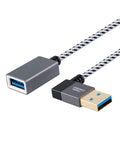 CableCreation Short USB 3.0 Extension Cable Right Angle 1FT, 90 Degree Male to Female Extender Cord for Flash Drives, Keyboard, Scanners, VR,PlayStation, 0.3M Space Grey