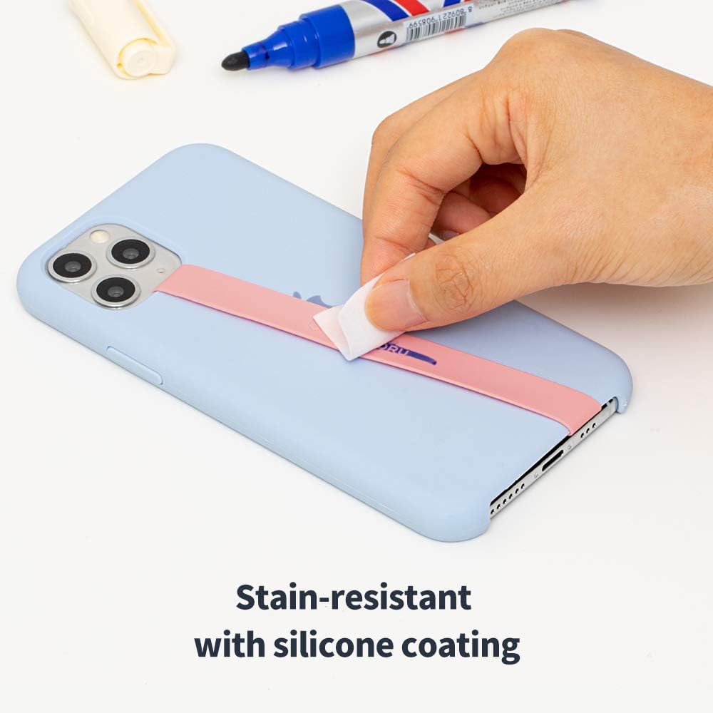 Sinjimoru Stretchable Silicone Phone Strap, Flexible and Elastic Grip Holder for iPhone & Android, Secure Phone Loops Finger Grip with Wireless Charging Support Sinji Loop Black