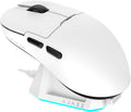 AJ159P MC Triple Mode (2.4G/Wired/Bluetooth 5.2) Gaming Mouse, 12000 DPI, 56g Ultra-Light, Magnetic RGB Charging Dock, Programmable 6 Buttons, Ergonomic Design for Computer Laptop PC, White