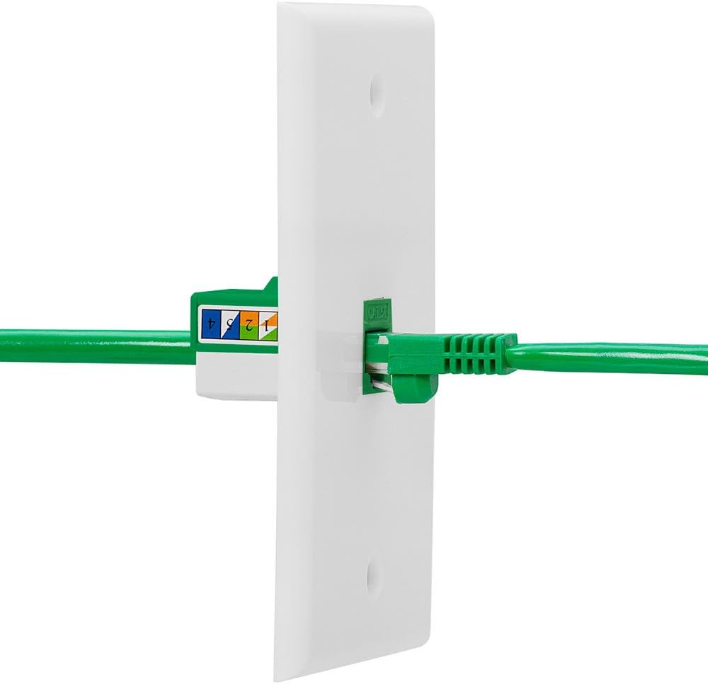 Cmple - 10 Pack Cat5e Keystone Jack Insert Punch Down RJ45 Connectors RJ45 Keystone Jack 90 Degree Female for Wall Plates, Patch Panels, Patch Cables, Ethernet Cables - Green