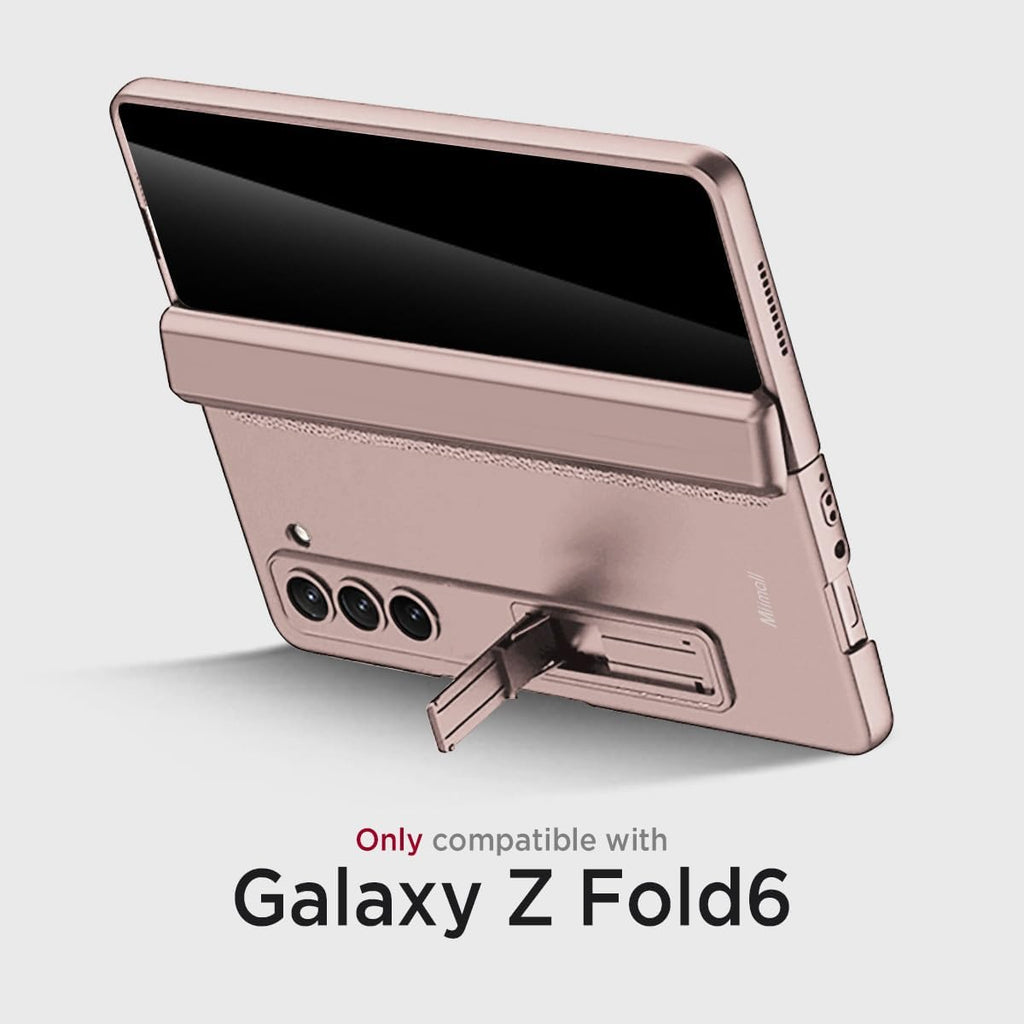 Miimall for Samsung Galaxy Z Fold 6 Case with Privacy Screen Protector, [Anti Spy] Built-in Adjustable Kickstand & Magnetic Hinge Protection Full-Body Protective Case for Galaxy Z Fold 6 5G Pink