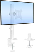 Mount-It! White Single Monitor Stand – Adjustable Desk Arm for Computer Screens – VESA Compatible Holder Up to 32" 19.8 lbs – 360° Rotation, 160° Swivel, 40° Tilt – Space-Saving Clamp & Grommet Base