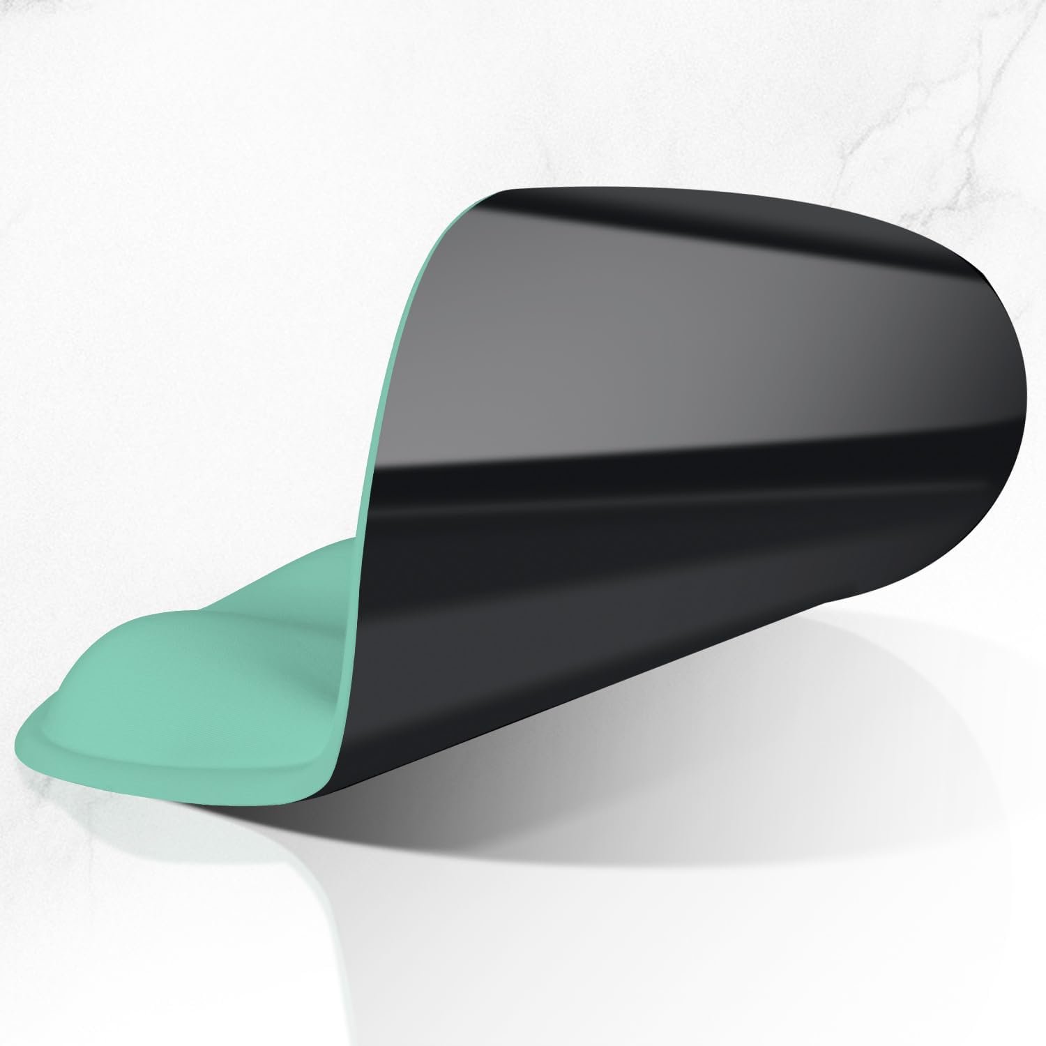 ITNRSIIET Ergonomic Mouse Pad with Wider Memory Foam Wrist Rest +17%, Curved Cushion Reduces Pressure 20%, Pain Relief, Non-Slip, Smooth, Cute Color Desk Accessory, 9.85 x 9 inch, Mint Green