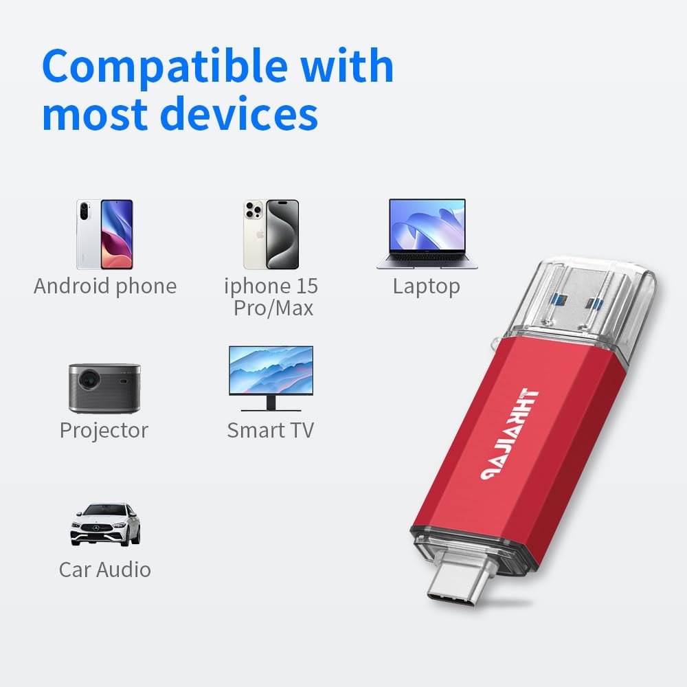 Thkailar 5 Pack 32GB Fat32 USB C Flash Drive OTG High Speed for Store Data-USB 3.0 Thumb Drive C Jump Drive-Compatible with Samsung,Mac Pro,Laptops,Tablets,PC(Red)
