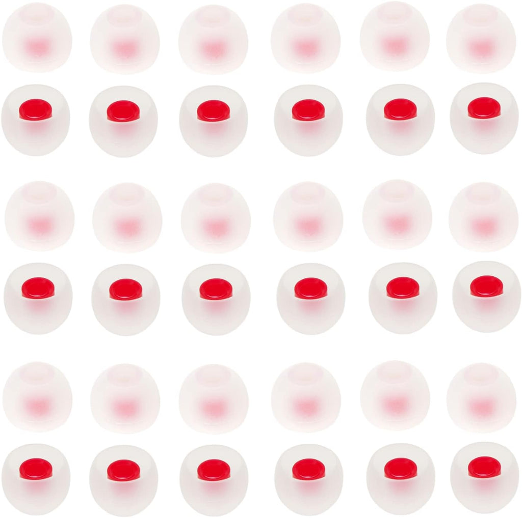 36 Pieces Medium Earbud Tips Soft and Comfortable Ear Bud Replacement Pieces Silicone Fit Most in-Ear Headphones，Inner Hole 3.8mm -5.5mm，Medium White and Red Replacement Eartips