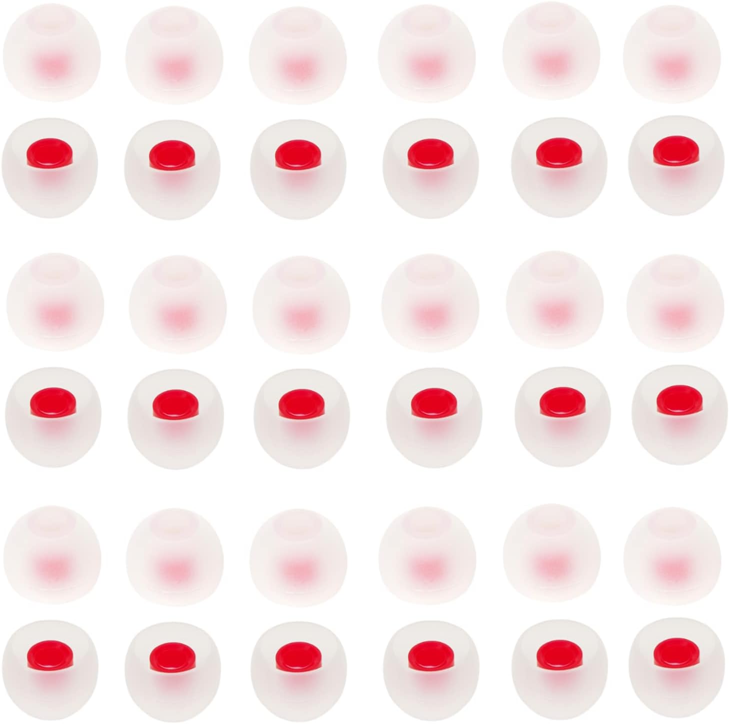 36 Pieces Medium Earbud Tips Soft and Comfortable Ear Bud Replacement Pieces Silicone Fit Most in-Ear Headphones，Inner Hole 3.8mm -5.5mm，Medium White and Red Replacement Eartips
