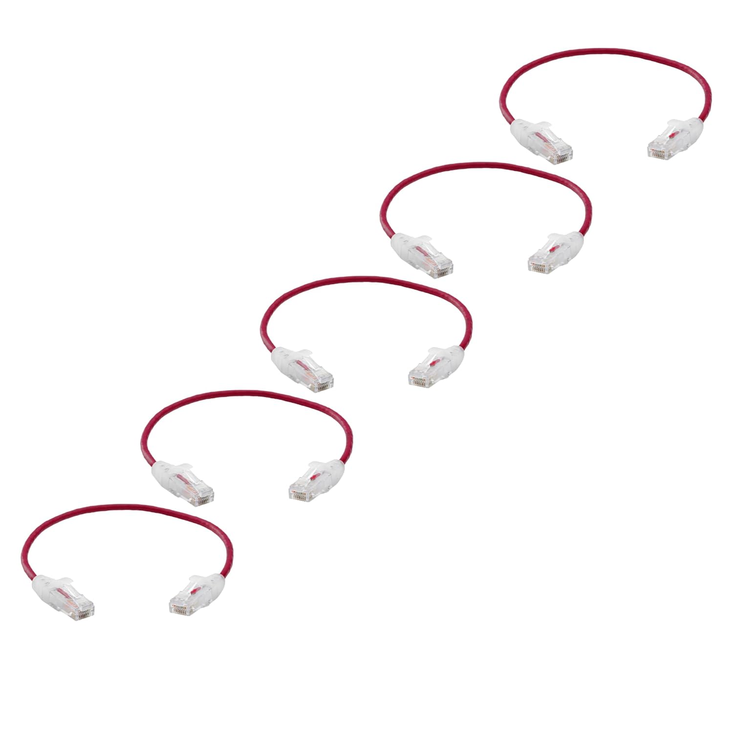 TRUECABLE Cat6 Component Rated Patch Cable, Unshielded (U/UTP), 1ft, Red, 28AWG Solid Copper, Snagless 10G High-Speed Ethernet Cable, PoE++ 4PPoE 100W, UL Listed, RoHS-3, 5 Pack