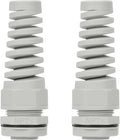 LeMotech 2Pcs NPT 3/4" IP68 Waterproof Cable Gland Flex Spiral Strain Relief Grey Nylon Joint with Gaskets for 13-18mm Wire Thread