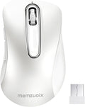 memzuoix 2.4G Wireless Mouse, 1400 DPI Computer Mice with USB Receiver, Portable Wireless USB Mouse Battery Powered Cordless Mice for Laptop, PC, Desktop, 5 Buttons (White)