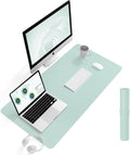 YSAGi Non-Slip Leather Desk Pad L Size, Waterproof Laptop Computer Desk Keyboard Mat, Table Protector Blotter Mat, Large Mouse Pad for Office/Work/Home/Decor(Mint Green, 35.4" x 17")