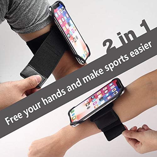 Running Armband Phone Holder, Arm&Wrist Phone Holder with 2 Different Lengths Strap Fit for Men Women Keep Your Phone Secure, Separable 360°Adjustable Phone Armband for Workout Running Jogging