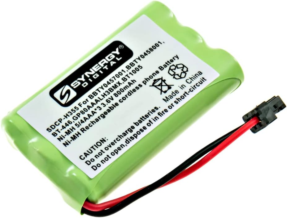 Synergy Digital Cordless Phone Batteries, Compatible with Uniden BT-909 Cordless Phone, (Ni-MH, 3.6V, 800 mAh), Replacement for Uniden BT-461 Battery, Combo-Pack Includes: 2 x SDCP-H355 Batteries