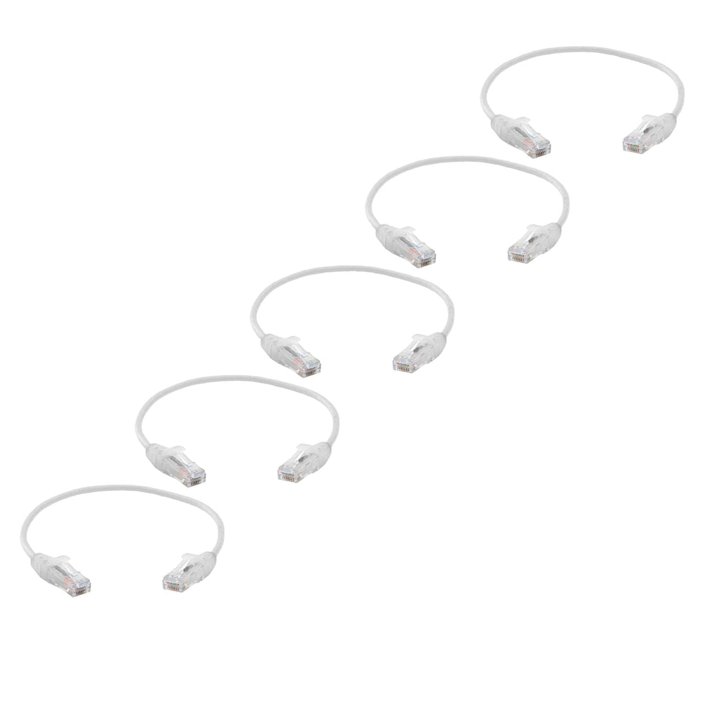 TRUECABLE Cat6 Component Rated Patch Cable, Unshielded (U/UTP), 1ft, White, 28AWG Solid Copper, Snagless 10G High-Speed Ethernet Cable, PoE++ 4PPoE 100W, UL Listed, RoHS-3, 5 Pack