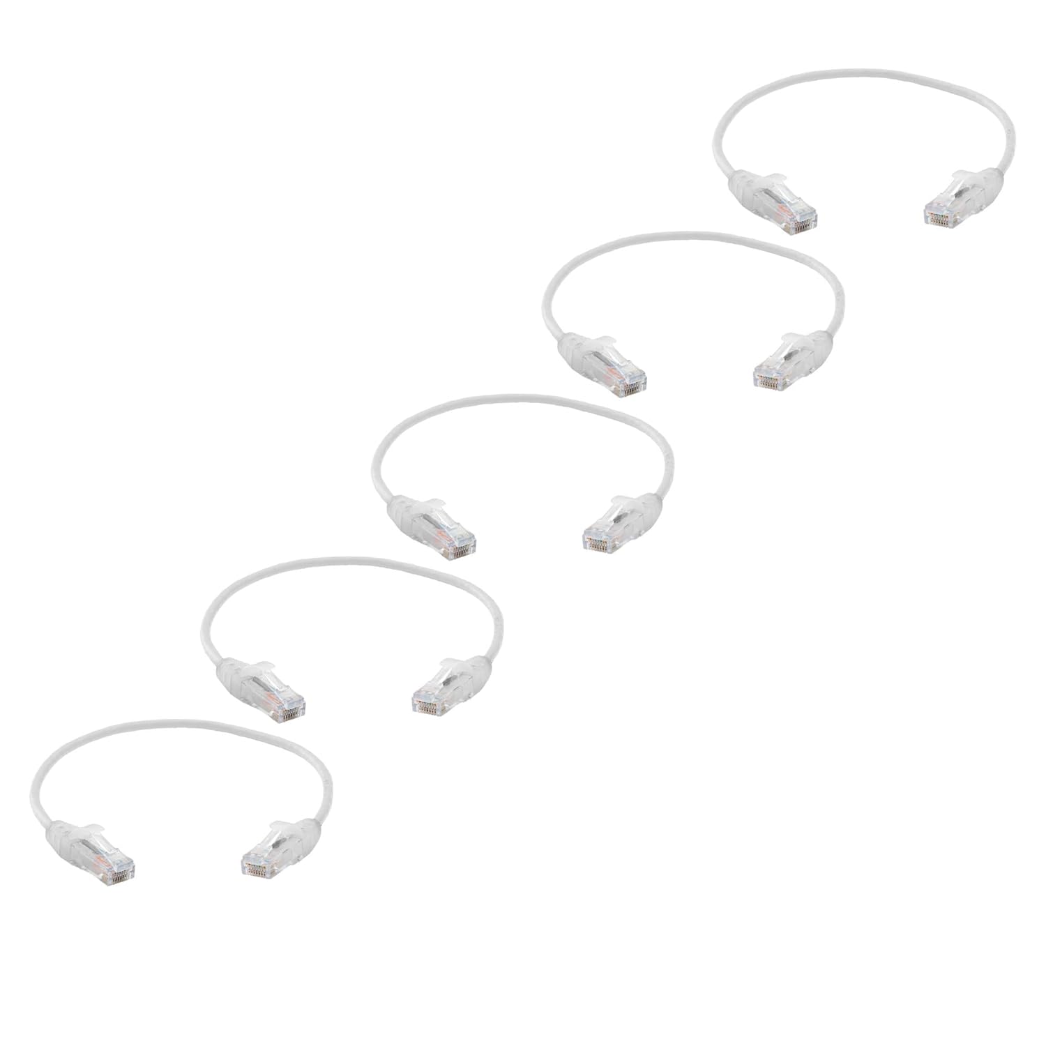TRUECABLE Cat6 Component Rated Patch Cable, Unshielded (U/UTP), 1ft, White, 28AWG Solid Copper, Snagless 10G High-Speed Ethernet Cable, PoE++ 4PPoE 100W, UL Listed, RoHS-3, 5 Pack