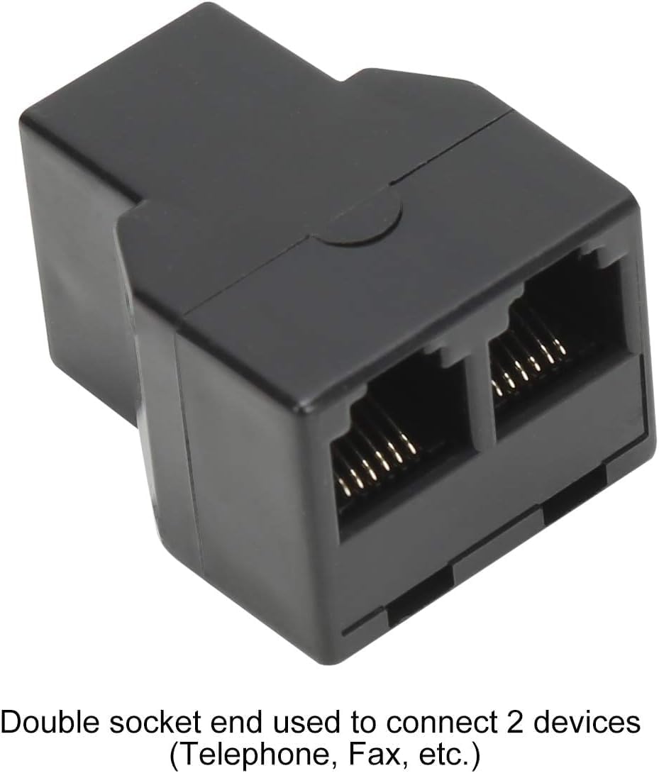 Uvital RJ12 6P6C 3 Female Telephone Line Splitters, Phone Jack Splitter, Telephone Landline Cable Connector and Separator(Black, 30 Pack)