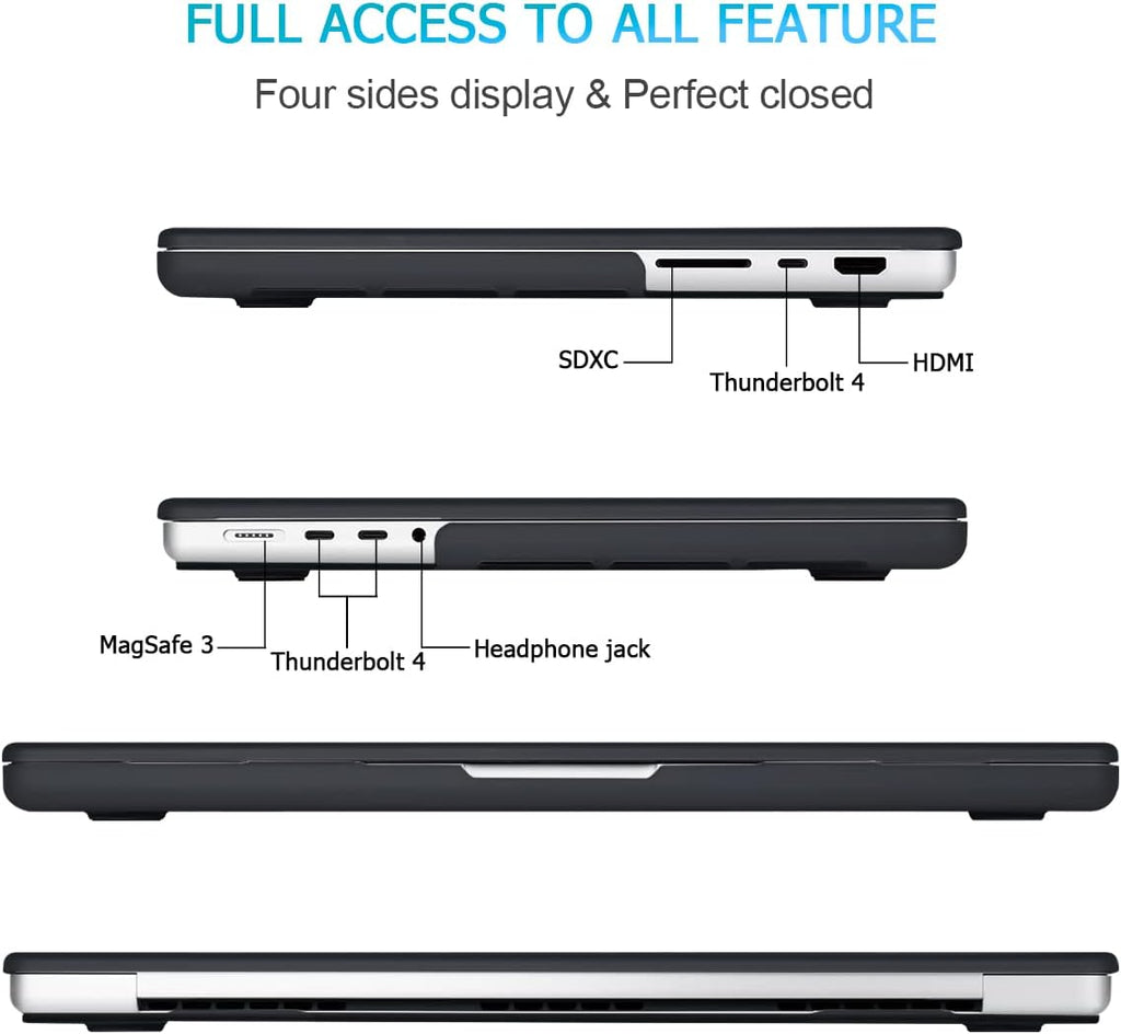 Mektron Case for MacBook Pro 16" M4 A3403 A3186 M3 A2991 M2 A2780 M1 A2485 (2021/2023/2024) Pro/Max with Touch ID, Hard Shell Plastic Laptop Cover Keyboard Cover Screen Protector, Black