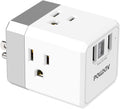 Cruise Ship Essentials, 3-Side Outlet Splitter with 3 USB Ports(1 USB C) USB Wall Charger, Outlet Extender for Home, Office and Cruise, ETL Listed, White