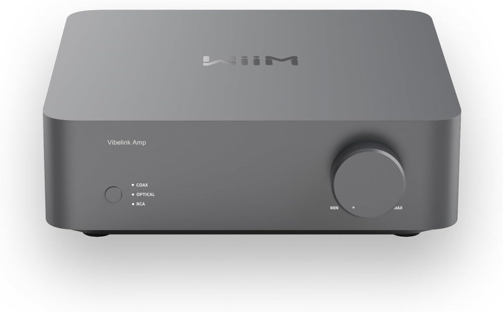 WiiM Vibelink Amp | 100W Power Amplifier with Premium ESS 9039Q2M DAC and TI TPA3255 | Compatible with WiiM Mini, Pro, Pro Plus, and Ultra | RCA, Coax, and Optical Inputs | Space Gray
