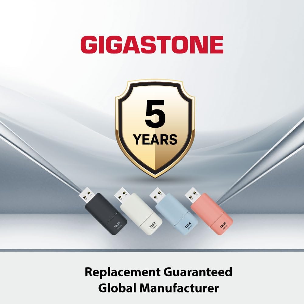 GIGASTONE 32GB Flash Drive (60 Pack) Z60NB USB 3.2 Gen 1, Ultra Fast, Retractable Capless Slider Design, Data Storage, Backup for PC/Mac/TV/Car Audio, USB 2.0/3.0/3.1 Compatible (Random Color)