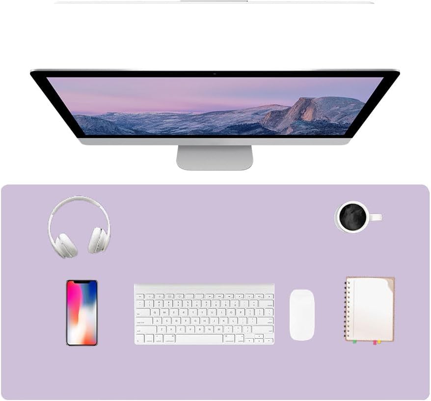 PU Leather Desk Pad Protector Gaming Mouse Pad Non Slip Desk Mat for Keyboard and Mouse Waterproof Desk Writing Pad for Office and Home Desk Accessories(Purple, 47.2 * 17.7)