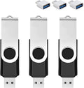3 Pack 32GB USB Flash Drive with Type C Adapter and Storage Box USB 2.0 High Speed Metal Pen Drive 360° Rotatable Storage Memory Stick for Phone/Pad/PC/Laptop/Android - Black(3-Pack 32GB)