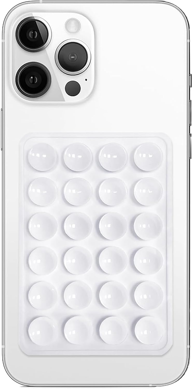 Silicone Suction Phone Case Mount, Non Slip Sticky Phone Grip for Cellphone, Silicon Adhesive Suction Cup Phone Mount, Strong Grip Holder for Selfies and Videos (White)