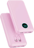 Portable Charger PowerBank 40,800mAh with 2 Built-in Cables,25W PD Fast Charging +QC 4.0 Quick Phone Charging Power Bank, 5 Outputs LCD Display USB C Battery Pack for iPhone 16/15 Android Galaxy etc