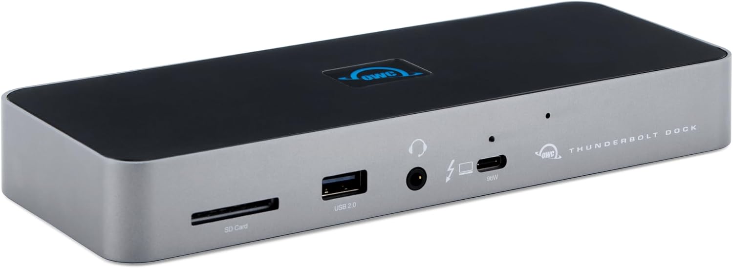 OWC 11-Port Thunderbolt Dock, 96W Charging, Single 8K Display or Dual 5K displays, 3 x Thunderbolt, 4 x USB, GbE, SD, Compatbile M1/M2 Macs, Thunderbolt 3 Macs, Thunderbolt 4 PCs, and USB-C Devices