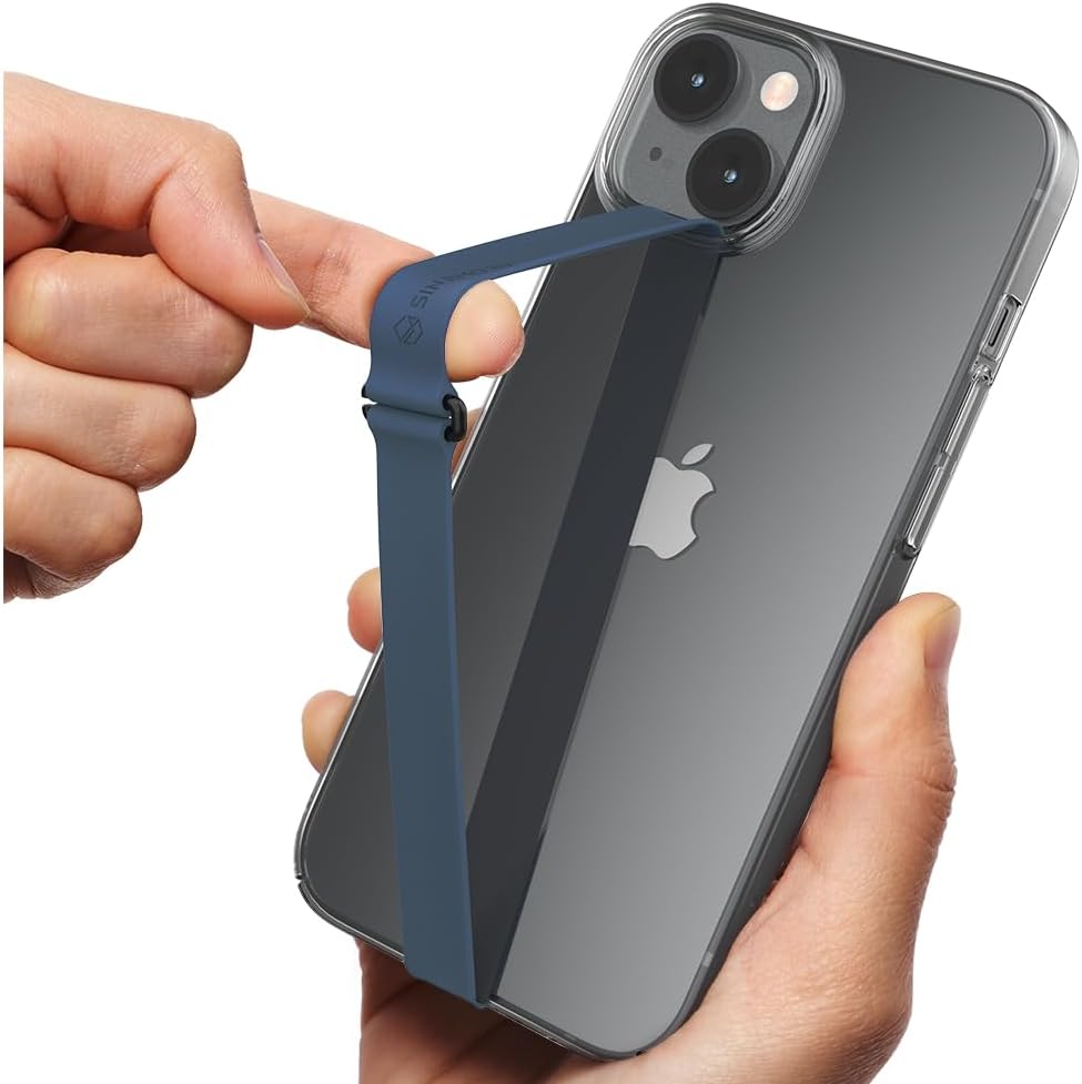 C-Shaped Clip Finger Phone Grip, Sinjimoru Silicone Cell Phone Strap for Phone Case with Clip as Phone Loop Holder for iPhone Case & Samsung Phone. Sinji Loop Clip Navy 200