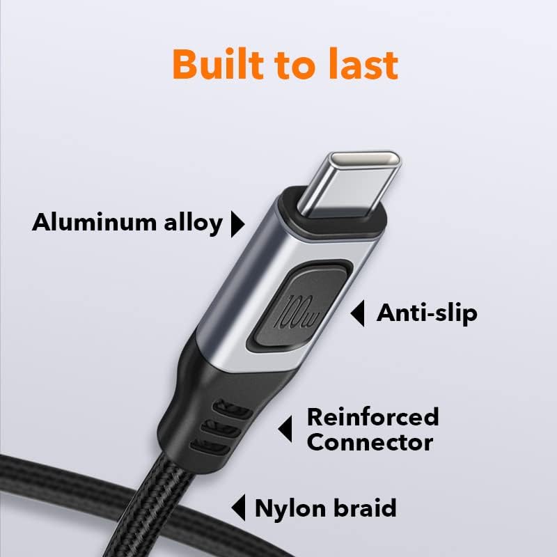 𝐒𝐥𝐢𝐦𝐐 GAN USB C Charger: 100W,96W,87W,85W,67W AC Adapter - 4 Port Fast Compact PD Wall Block - Type-C High Speed Charging Station - Travel Adapter for MacBook,Surface,Lenovo(+ 100W USB-C Cable)