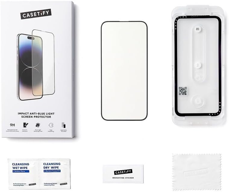 CASETiFY Impact Anti-Blue Light Screen Protector [Strengthened 9H aluminosilicate glass, applicator included] for iPhone 16 Pro Max