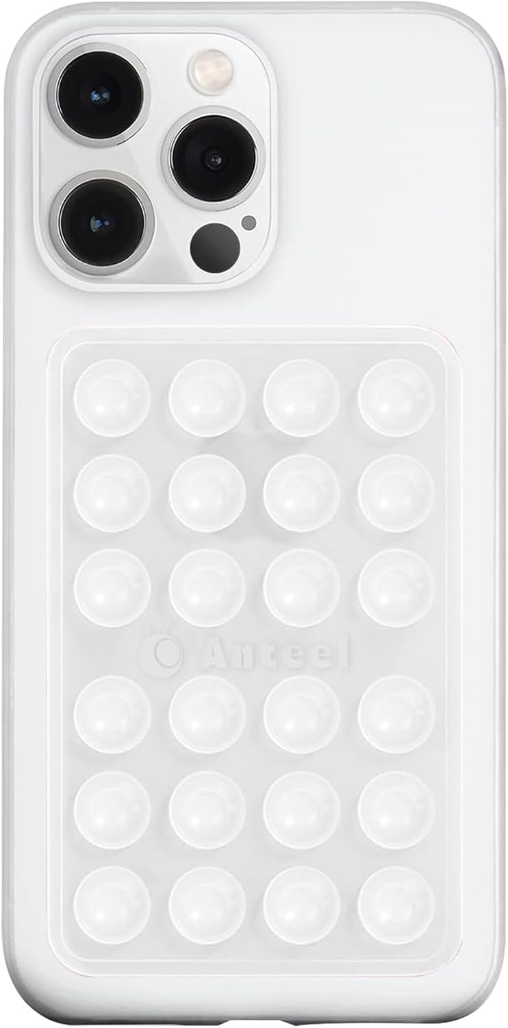 Anteel MAX Silicone Suction Phone Case Adhesive Mount, Upgraded Super Strong Grip, Durable, Easy to Use, Hands-Free Sticky Phone Holder for Selfies, Tiktok Videos, 2.56"x3.94" (Translucent)