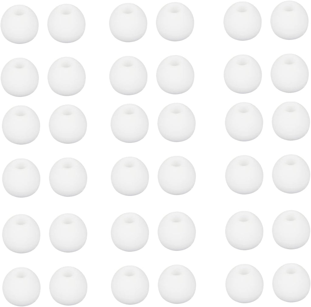 36 Pieces Medium Earbud Tips Soft and Comfortable Ear Bud Replacement Pieces Silicone Fit Most in-Ear Headphones，Inner Hole 3.8mm -5.5mm，Medium White Earbud Replacement Tips