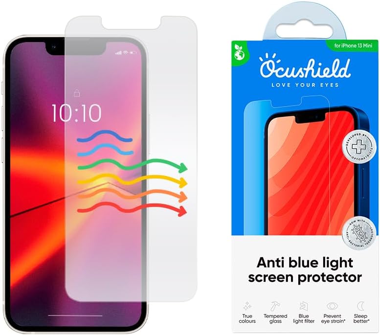 Ocushield Anti Blue Light Tempered Glass Screen Protector for iPhone 13 Mini 5.4" - Protect Your Eyes, Reduce Migraines & Improve Sleep