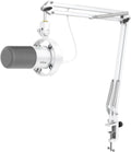FIFINE Dynamic Microphone with Boom Arm, Studio Vocal XLR Microphone, Podcast USB Mic Kit for PC with Mute Button, Volume Knob, Headphone Jack, for Streaming Recording-AmpliTank K688CT White