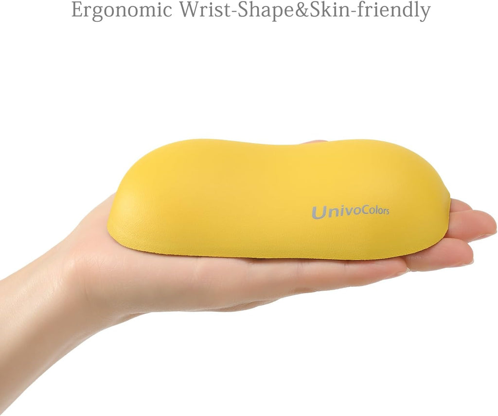 UnivoColors Design-Wave Wrist Rest, Artificial Sheepskin+Memory Foam+Ergonomic+Anti-Slip Gel, Resilience Support During Work and Gaming,Mouse Accessory,Yellow,N