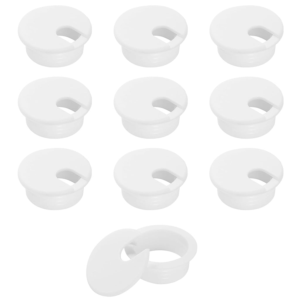 1-1/2" White Desk Grommet, JTemgle Plastic Cable Hole Cover Computer Table Cord Wire Organizer Caps Desktop Cord Management for Home Office TV Stands Tabletops, 10 Pieces