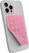 Suction Phone Case Mount, Sillicon Adhesive Phone Accessory for iPhone and Android, Hands-Free Fidget Toy Mirror Shower Phone Holder, Tiktok Videos and Selfies (Pink Glitter)