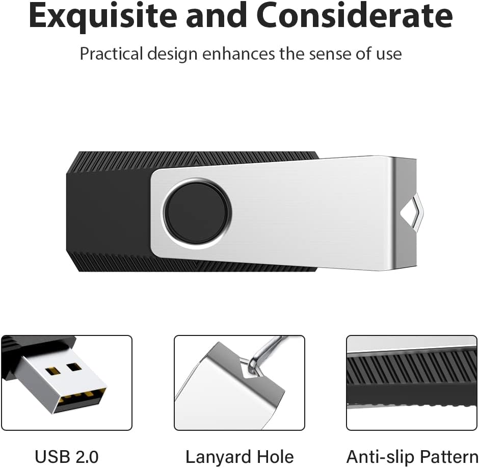 Aiibe 128GB Flash Drive 2 Pack 128GB USB Flash Drive Thumb Drive Zip Drive USB 2.0 Memory Stick USB Drive with Keychain (128G, 2 Colors: Black Green)