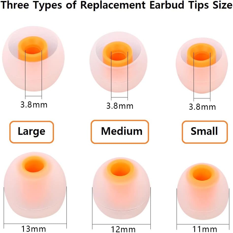 Earbuds Replacement Tips Silicone Earbud Tips Ear Gels Fit for Inner Hole from 3.8mm - 5.1mm Earphones 9 Pairs S/M/L