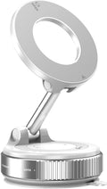 Vacuum Magnetic Phone Holder for Car Suction Cup Phone Mount Adjustable Suction Phone Mount 2026 Upgraded Vacuum Magnetic Phone Stand for All Smartphones White
