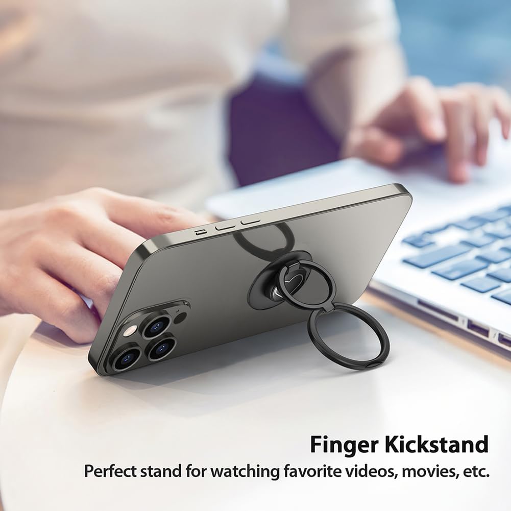Phone Grip, Phone Ring Holder Finger Kickstand, Foldable & Adjustable Double Metal Cell Phone Rings Gripper Stand for iPhone Samsung &Other Phones - White Heart
