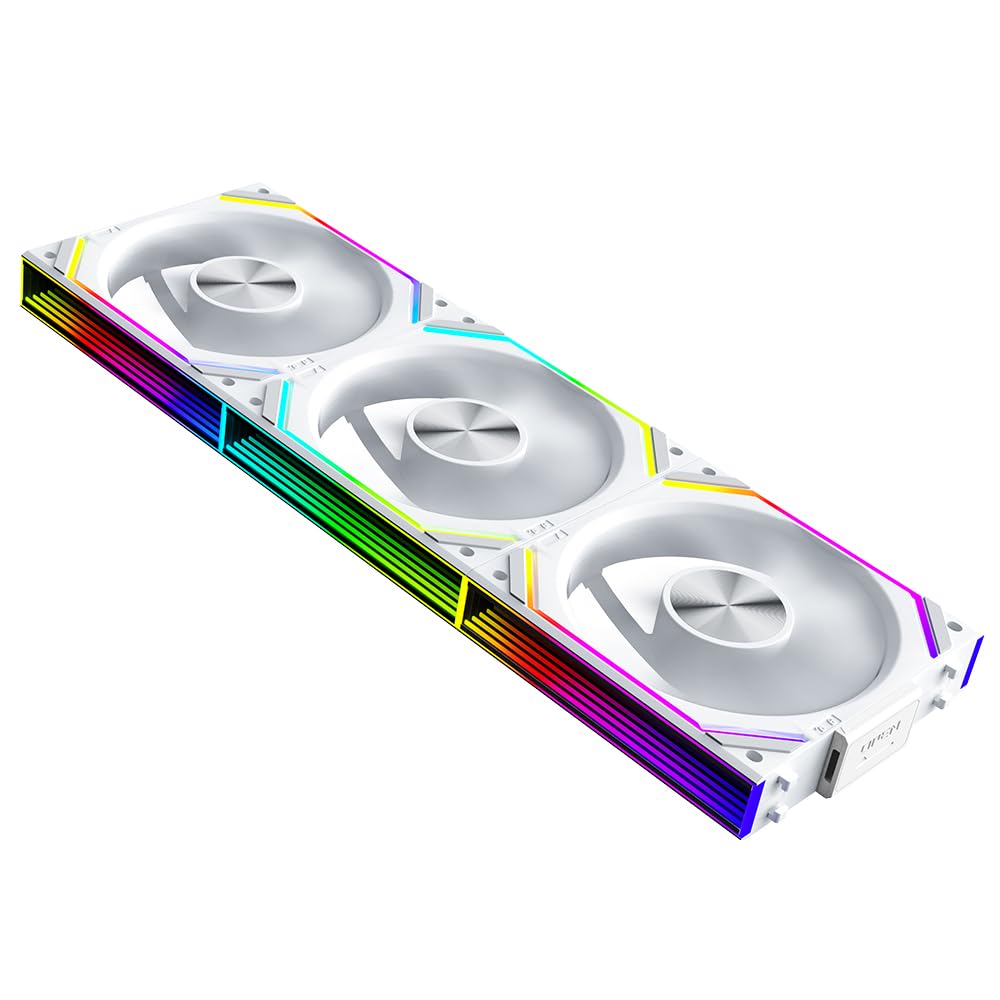 Jungle Leopard Interstellar V2 RS 120mm Case Fan Infinity Mirror Module Daisy-Chain ARGB Fan Triple Pack Suitable PC Cooling Fans 360mm AIO Cooler(White-3Pack)