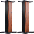 Speaker Stands Wood Grain Universal Floor Speaker Stands 24 Inch Floor Stand Mount Heavy Duty Surround Sound Speaker Stands for Home Theater with Sand Filling Tuning Function- 1 Pair