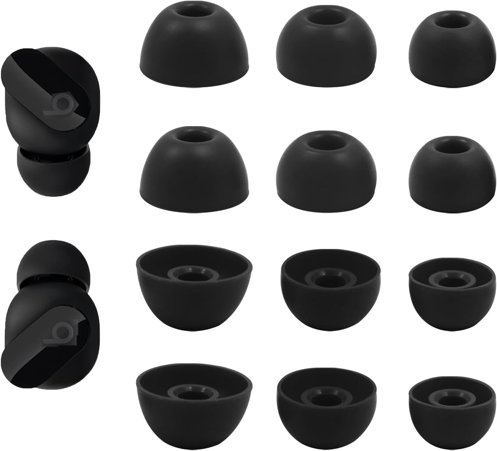 Replacement Silicone Ear Tips for Beats Fit Pro/Studio Buds/Studio Buds+ Headphone, 6 Pairs Earbuds Eartips L/M/S, Eargels Set Fit in Case, Earplug Ear Cap, Ear Buds Accessories-Black